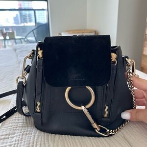Chloe Small Faye Suede Calfskin Backpack in Black